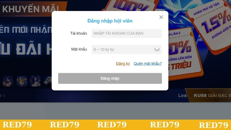 Điền thông tin đăng nhập vào Kubet đầy đủ
